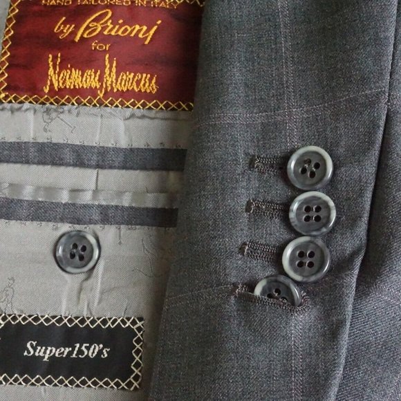 Brioni NM Nomenta Gray Plaid S150s Wool Sport Coat Jacket Sz 44R
